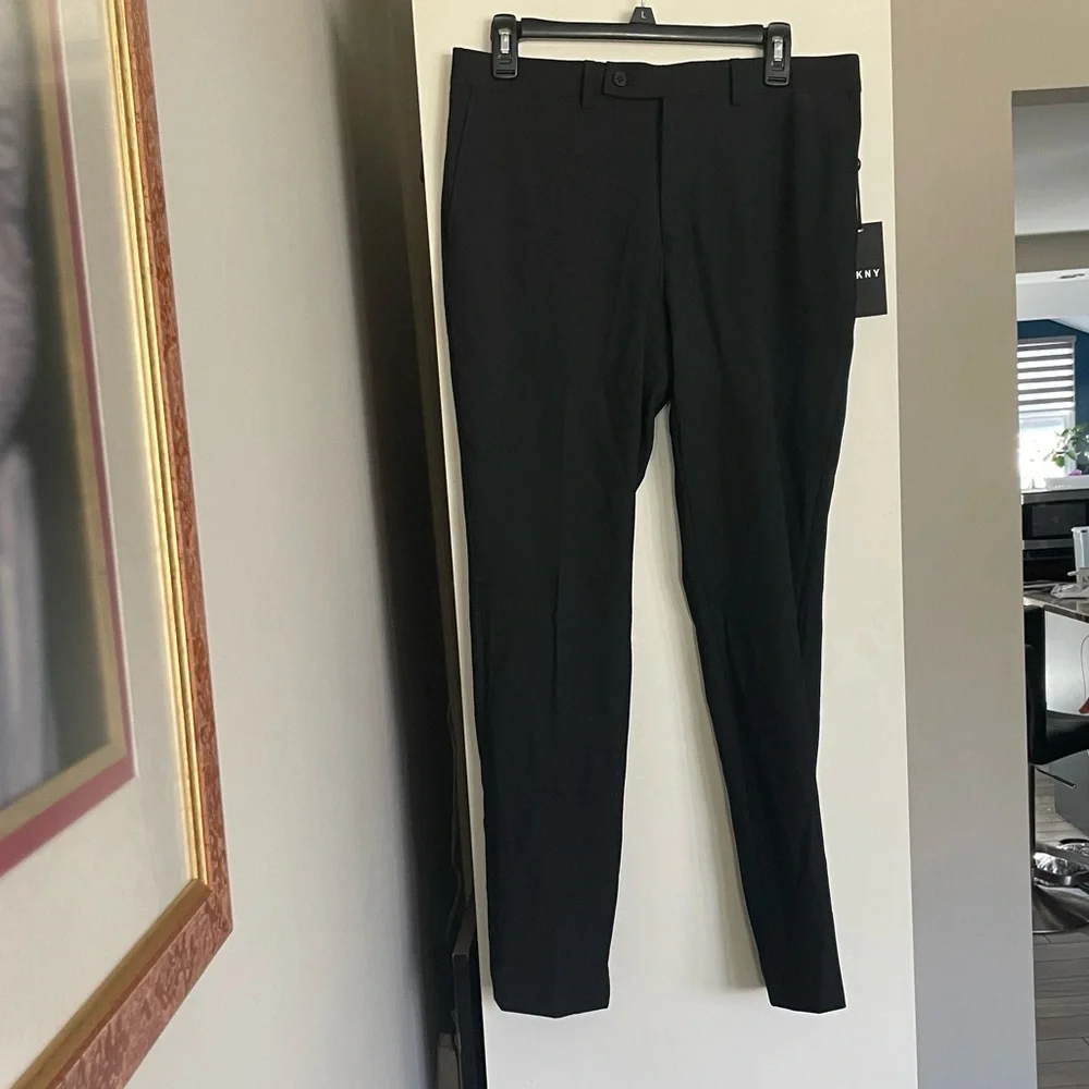 NWT Dkny Men's Modern-Fit Stretch Suit Pants Black 32 X 30